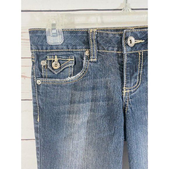 YMI Jean Shorts Womens Size 0 Denim Long Shorts Ladies Dark Wash Low Rise - Picture 3 of 8